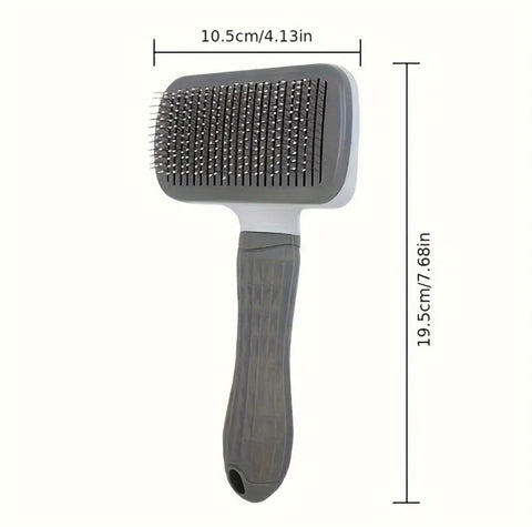 pet owner using FurStyle grooming brush on dog to remove shedding fur and tangles