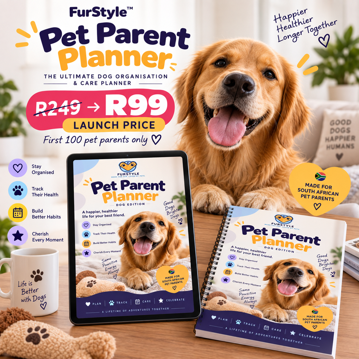 FurStyle™ Pet Parent Planner – Dog Edition | Editable Digital PDF
