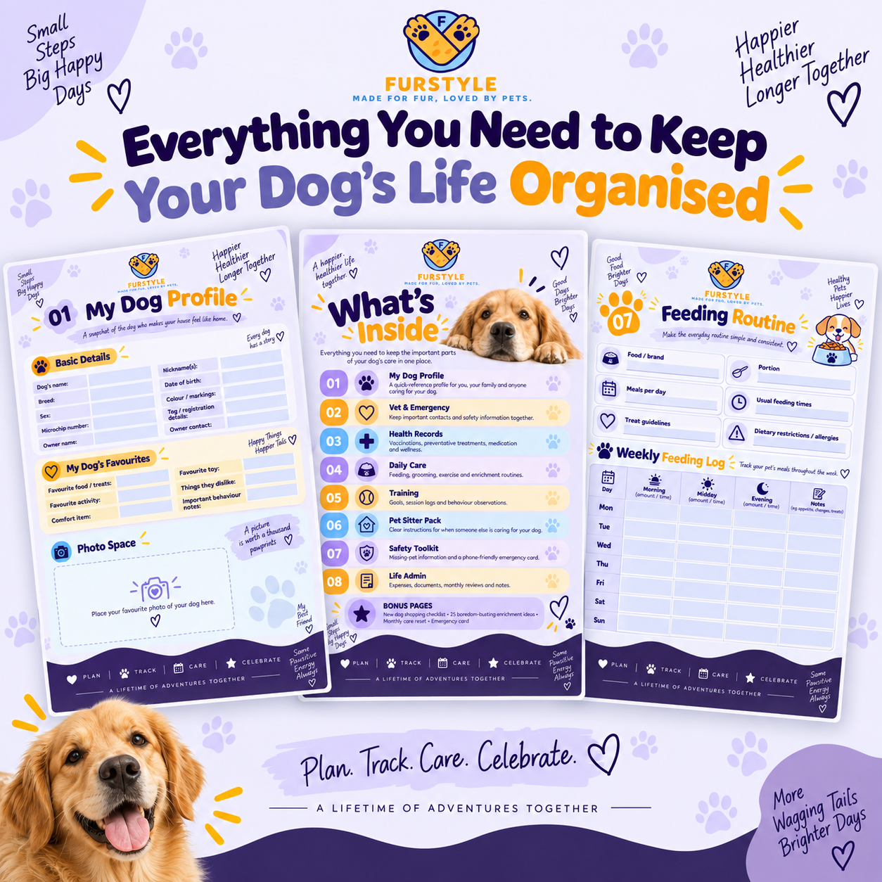 FurStyle™ Pet Parent Planner – Dog Edition | Editable Digital PDF