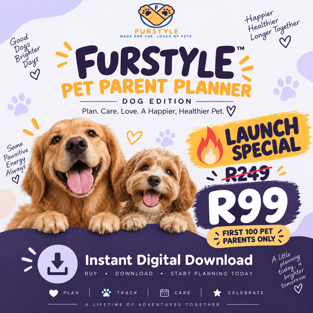FurStyle™ Pet Parent Planner – Dog Edition | Editable Digital PDF