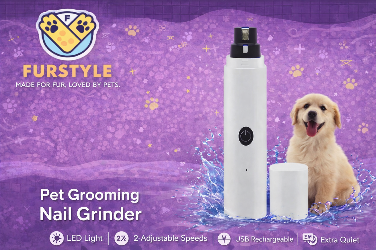 FurStyle™ Rechargeable Pet Nail Grinder with LED Light – Low-Noise, 2-Speed Nail Trimmer for Dogs & Cats